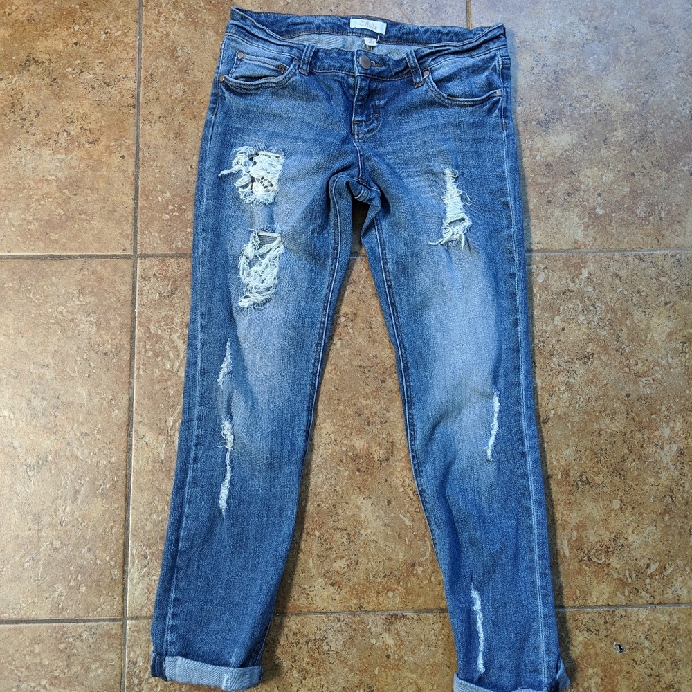Sun & Shadow Distressed Crochet Lace Jeans